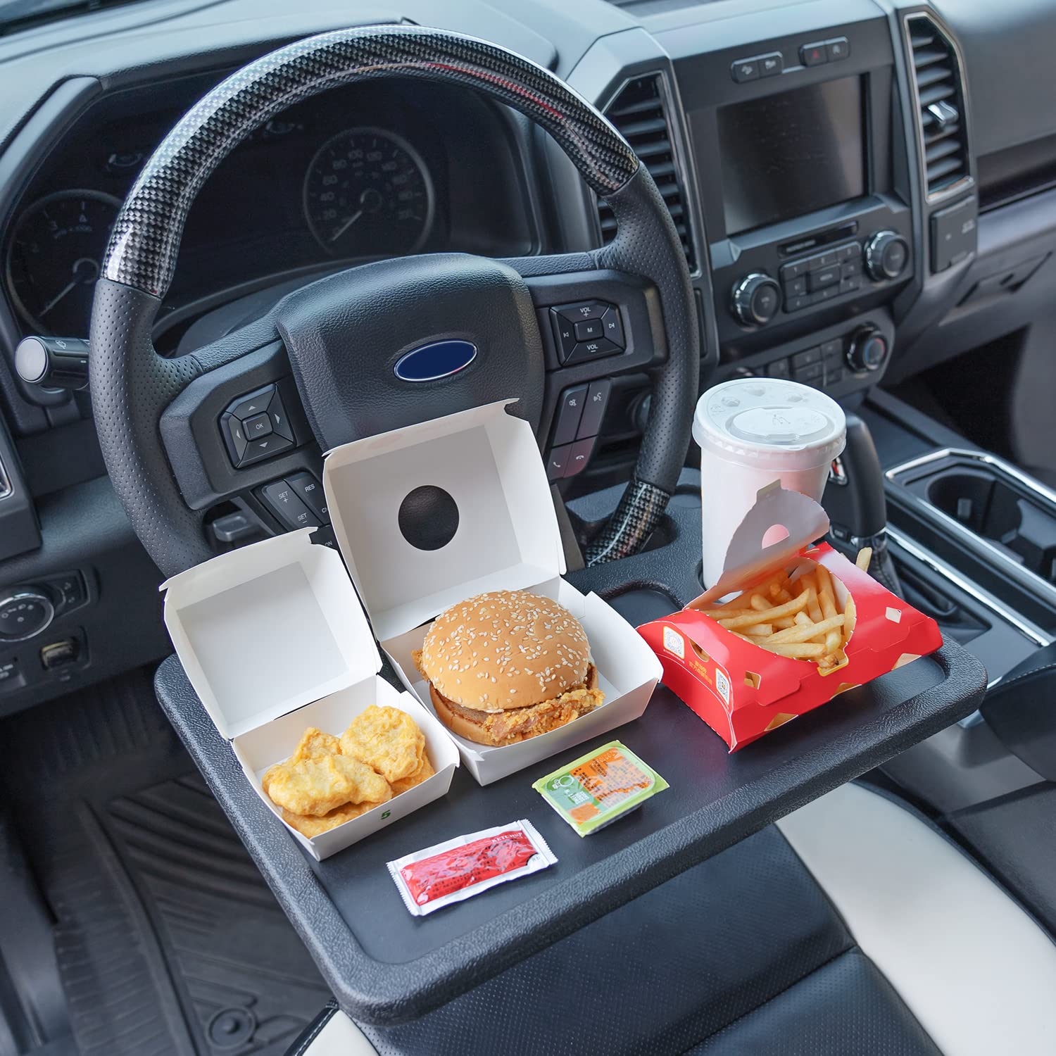 View 1 of 2 in 1 Automotive Car Steering Wheel Tray for Ford F150 F250 F350 Transit Ranger Bronco Explorer Fusion Mustang Truck Accessories 2004-2025,for Laptop, Tablet, iPad Or Notebook Car Travel Table