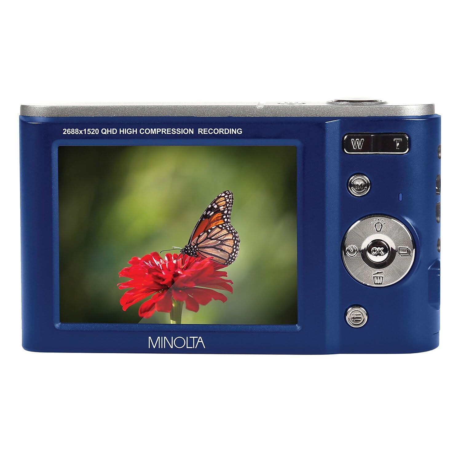 Minolta MND20 44MP Digital Camera – 2.7K Ultra HD Video, 16X Digital Zoom, Anti-Shake Stabilization, Time Lapse, Face Detection, 2.9-inch LCD Display – Lightweight Compact Camera (Blue)