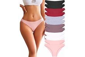 FINETOO 12 Pack Cotton Underwear for Women Cute Low Rise Bikini Panties High Cut Breathable Sexy Hipster Womens Cheeky S-XL