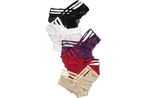 wodceeke 5pc Sexy G String Thong Lingerie for Women for Sex Naughty Play See Through Panties Cotton Seamless Lace Thong 19