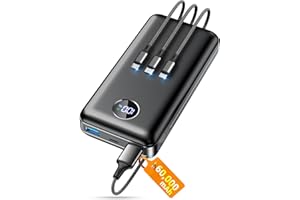 ZZI Portable Charger Power Bank, 60000mAh Battery Pack with 3 in 1 USB-C/iOS/Micro-USB Cable, 22.5W Fast Charging Portable Phone Charger, Travel Camping Essential Powerbank for iPhone 17/16/15/14 Samsung