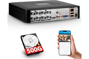 FUERS 8 Channel Security DVR Recorder with 500G HDD, 8CH Hybrid 6-in-1 CCTV DVR for Surveillance Camera, Supports 8CH Analog Cameras, DVR for Security Camera Home Surveillance System, Mobile APP & PC Remote