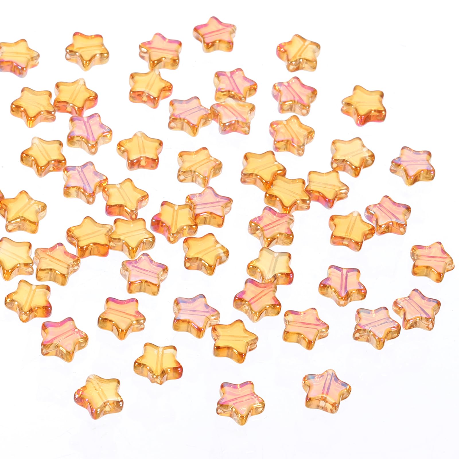 PATIKIL 8mm Crystal Star Beads, 100 Pcs Glass Spacers Bead Star Shaped Charm Pendants for Jewelry Making Bracelet Necklace DIY, Rose Red