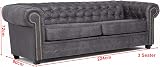 Sofas and More Astor Chesterfield Grey Faux Leather 3+2 Seater Sofa Suite view 3