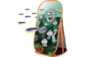 RONSTONE Shooting Practice Target Compatible with Nerf Gun for Boys Girls, Toy Foam Blaster Shooting Targets for Kids Indoor Outdoor, Zombie Shooting Target with Storage Net