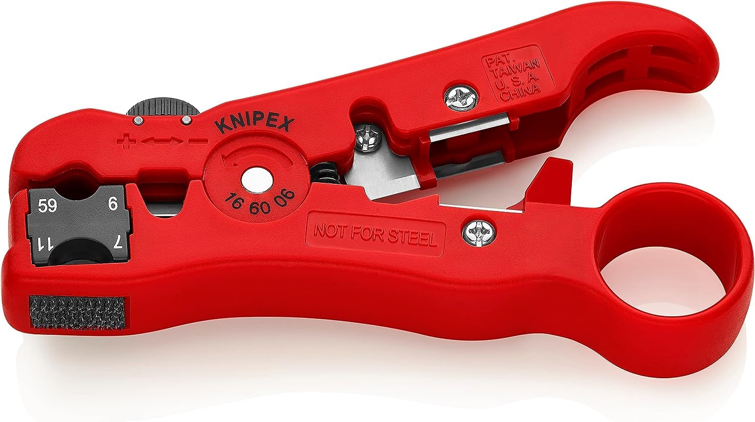 KNIPEX Wire Stripping Tool for Coax and Data Cable, 125 mm, Rg 59, Rg 6, Rg 7, Rg 11, Integrated Blade, Wire Stripper, 16 60 06 SB