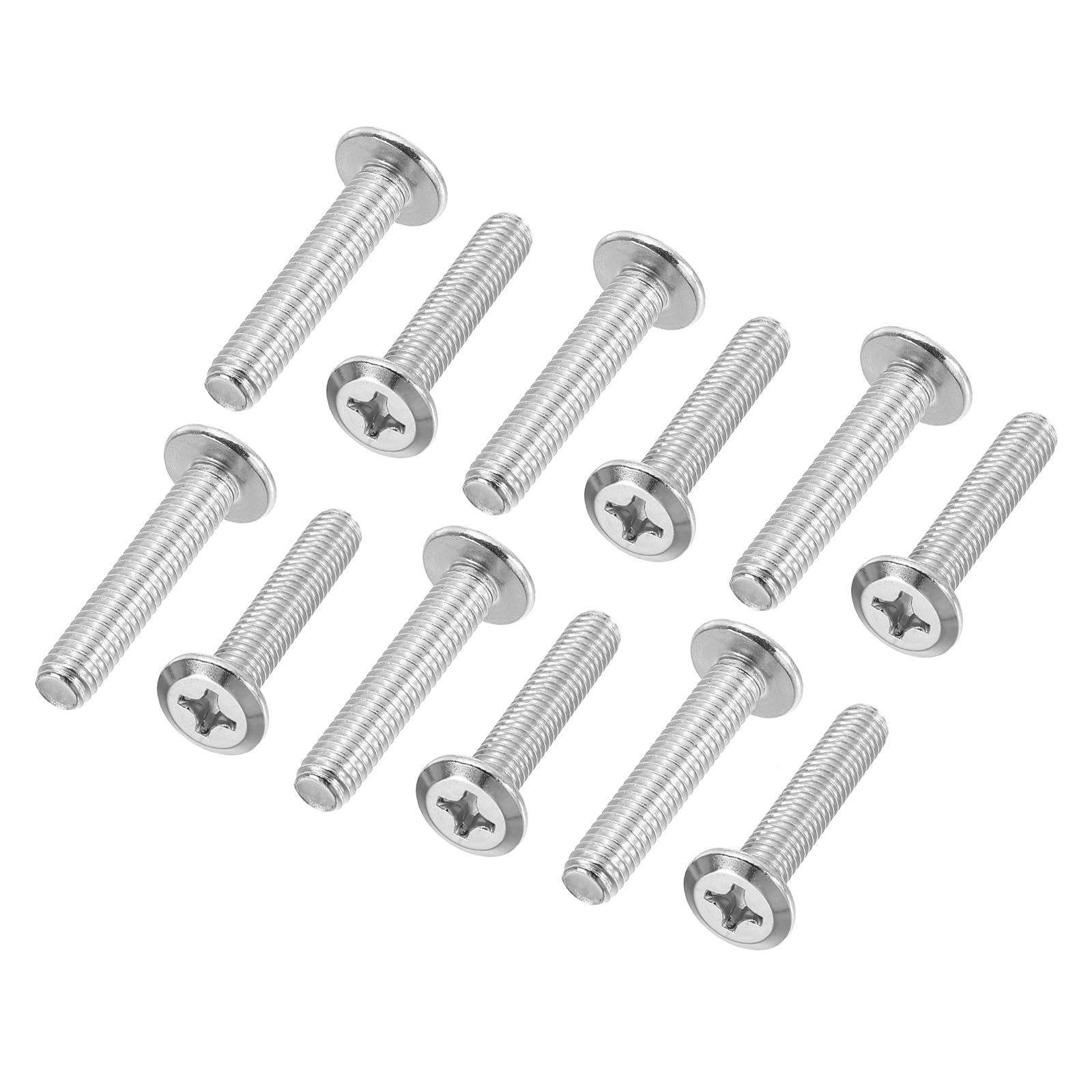 PATIKIL Flat Round Head Phillips Screws, 16 Pack M6-1 x 30mm Binding Screws 304 Stainless Steel 18-8 Full Thread, Phillips Drive Machine Screw Furniture Screw Connector Bolts