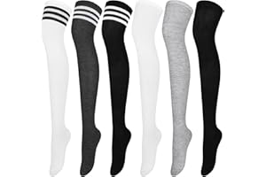 Aneco 6 Pairs Over Knee Thigh Socks Knee-High Warm Stocking Women Boot Sock Leg Warmer High Socks for Daily Wear, Cosplay