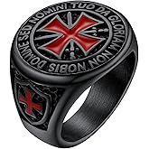 FaithHeart Mens Stainless Steel Crusader Jerusalem Cross Ring with 18K Gold Plated Two Tone Ring Size 7,8,9,10,11,12