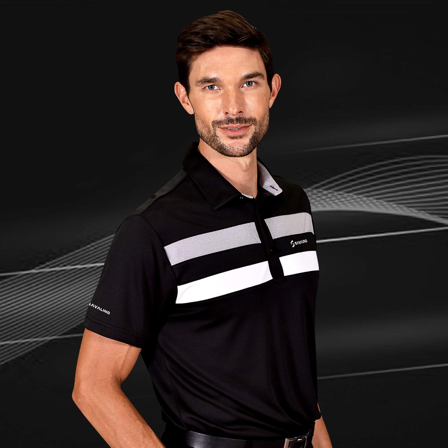 SAVALINO Men's Polo Shirts Material Wicks Sweat & Dries Fast, Size S-5XL…: Clothing
