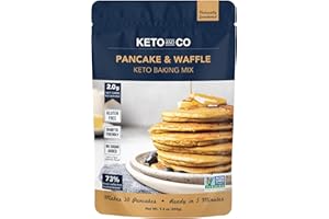 Keto Pancake & Waffle Mix by Keto and Co | Fluffy, Gluten Free, Low Carb Pancakes | 2.0g Net Carbs per Serving | No Sugar Added | Diabetic & Keto Friendly | Makes 30 Pancakes