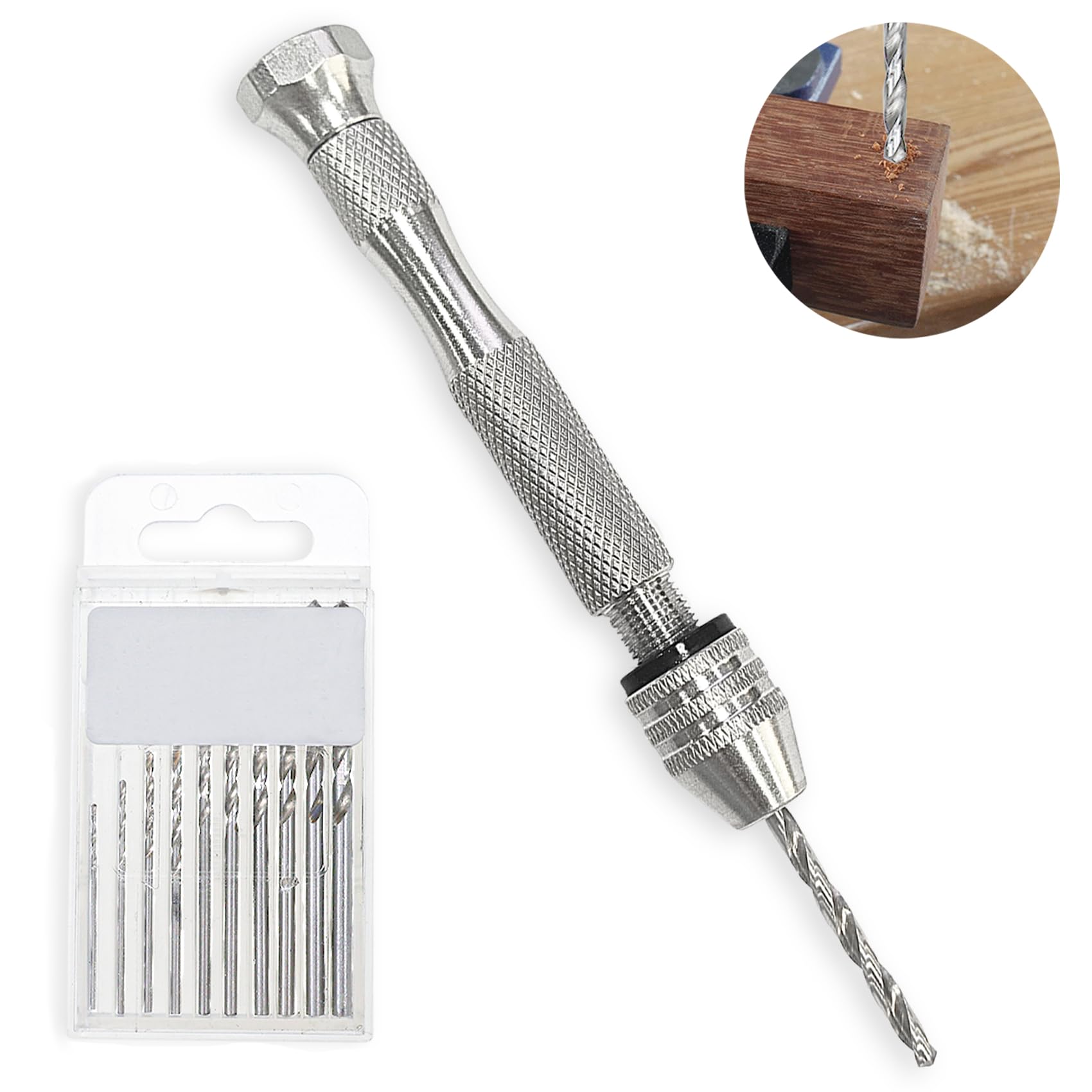 Manual Drilling Kit, Pin Vice Mini Drill Set For Resin Casting Molds, Hobby Drill Containing 0.8-3mm Twist Bits, Small Manual Drill For Crafts Workshop Diy