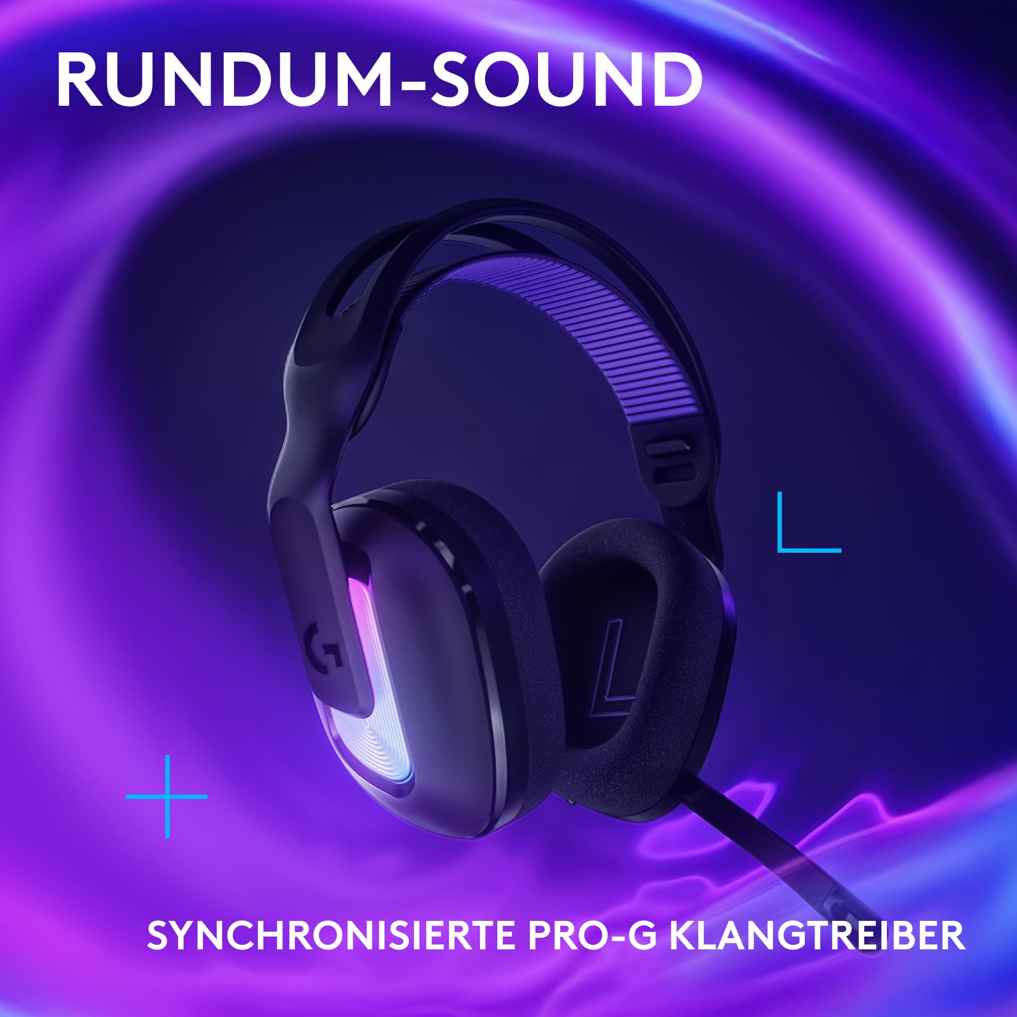Logitech G G522 LIGHTSPEED, Kabelloses Gaming-Headset, Full-Band-Mikrofon, erweitertes Audio, Tri-Connect (LIGHTSPEED, Bluetooth, USB A auf C), LIGHTSYNC RGB, für PC,Nintendo Switch/Switch 2 – Schwarz 4