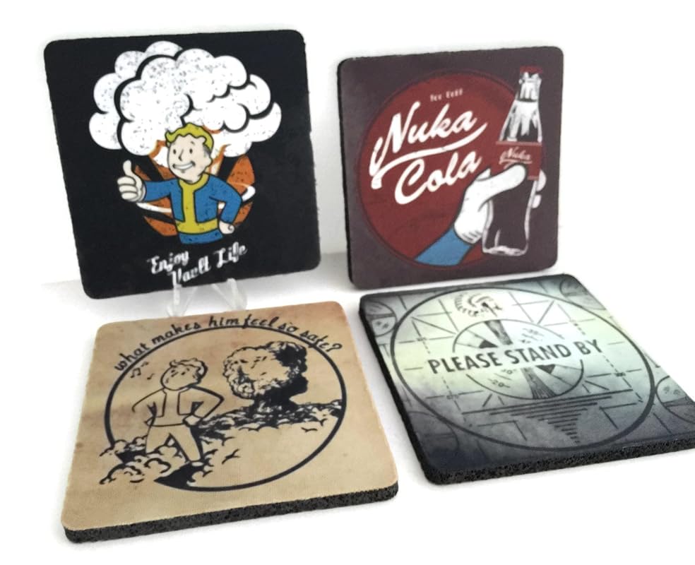 Fallout Set of 4 Rubber Coasters Handmade