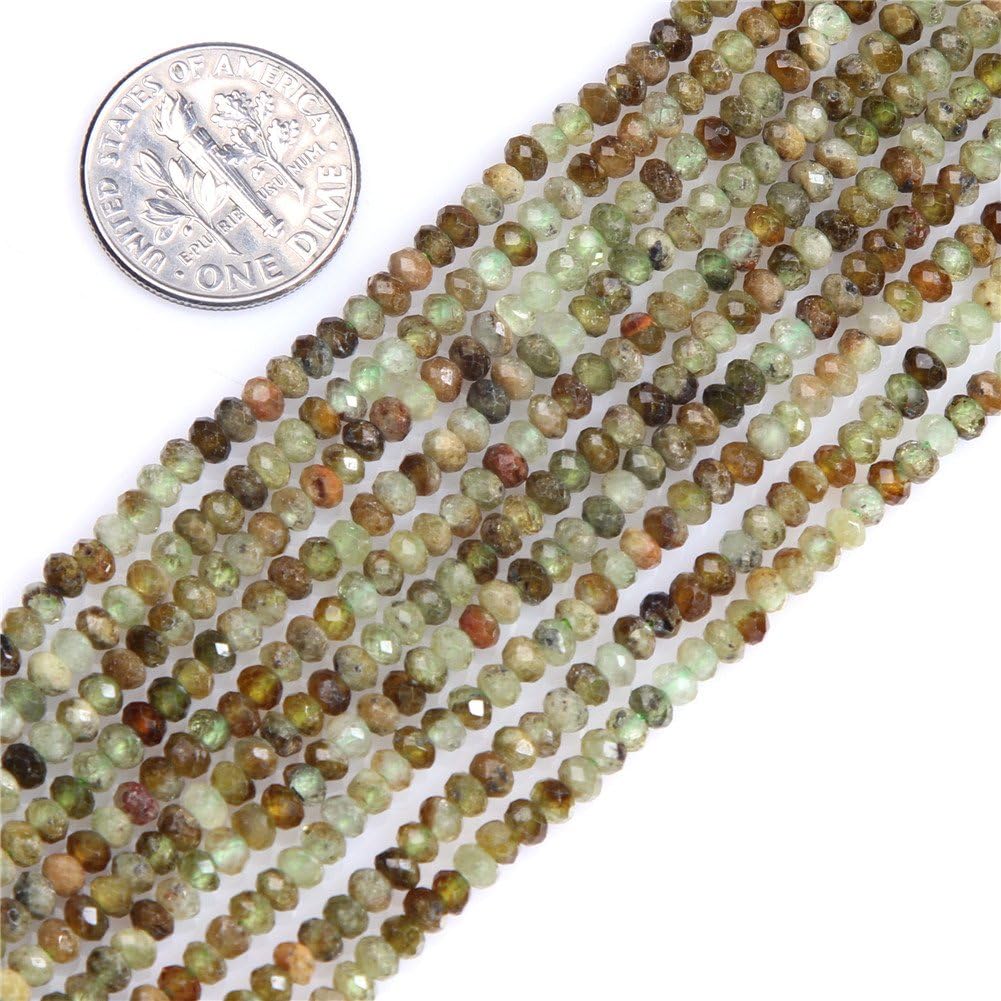 AAA Natural Rondelle Spacer Semi Precious Stone Beads for Jewellery Making 15'' (Prehnite/2x3mm)