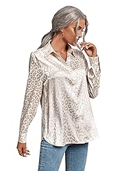 MakeMeChic Women's Satin Silk Long Sleeve Blouse