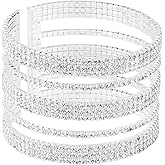 Jojomina Multilayer Sparkling Rhinestone Cuff Bracelet For Women 11 Layers for Women Girls,Crystal Bangle Strand Wrap Bracelet for Party Prom Wedding