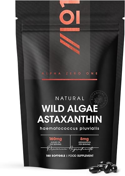 ALPHA01 Wild-Algae Astaxanthin 160mg 180 Softgels Resealable Pouch