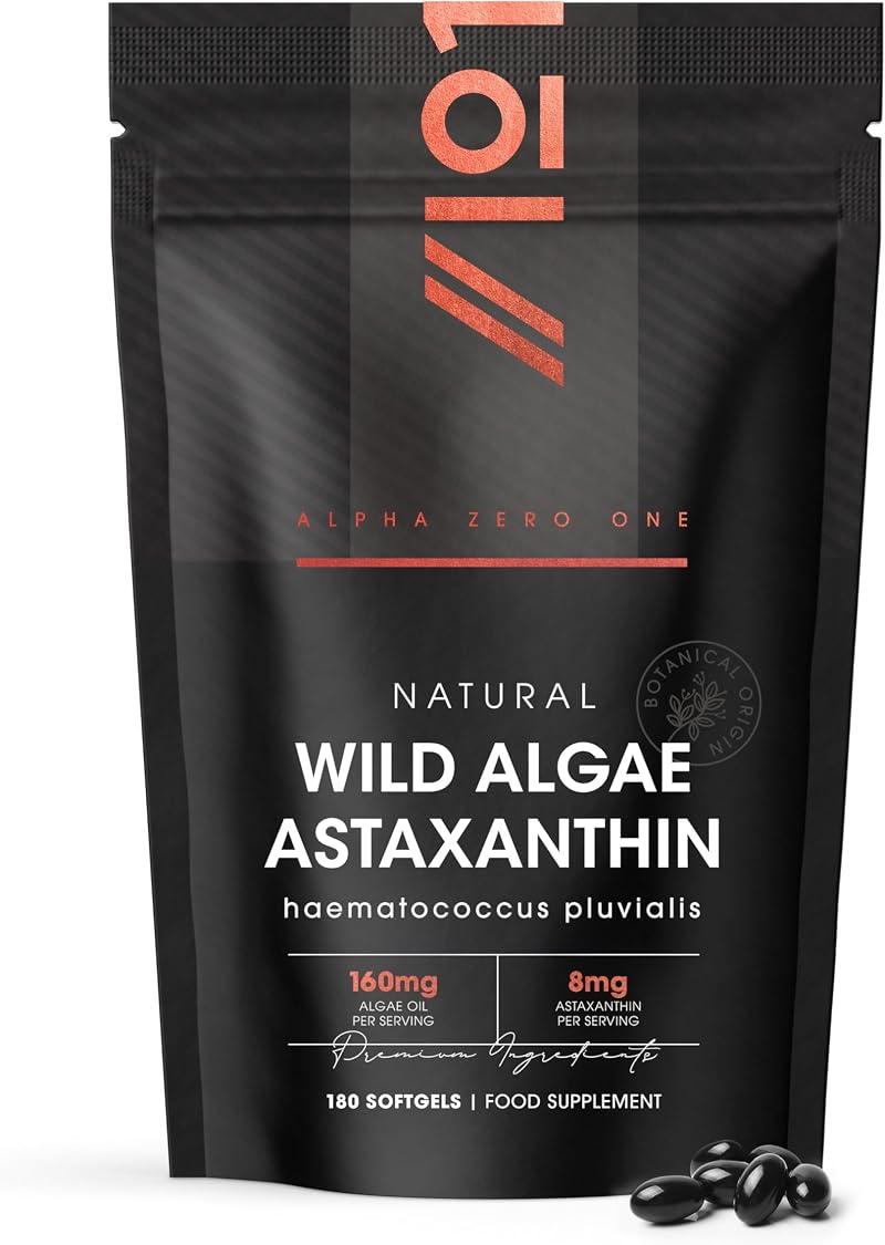 ALPHA01 Wild-Algae Astaxanthin 160mg 180 Softgels Resealable Pouch