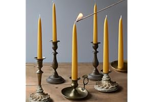 GINITIRI 12 Pack Natural Beeswax Taper Candles,8-9 Hours Dripless Beeswax Candles Taper,8 inches Tall Unscented Beeswax Candles 100% Pure Beeswax Candles-Smokeless Taper Candles for Wedding, Dinner Parties