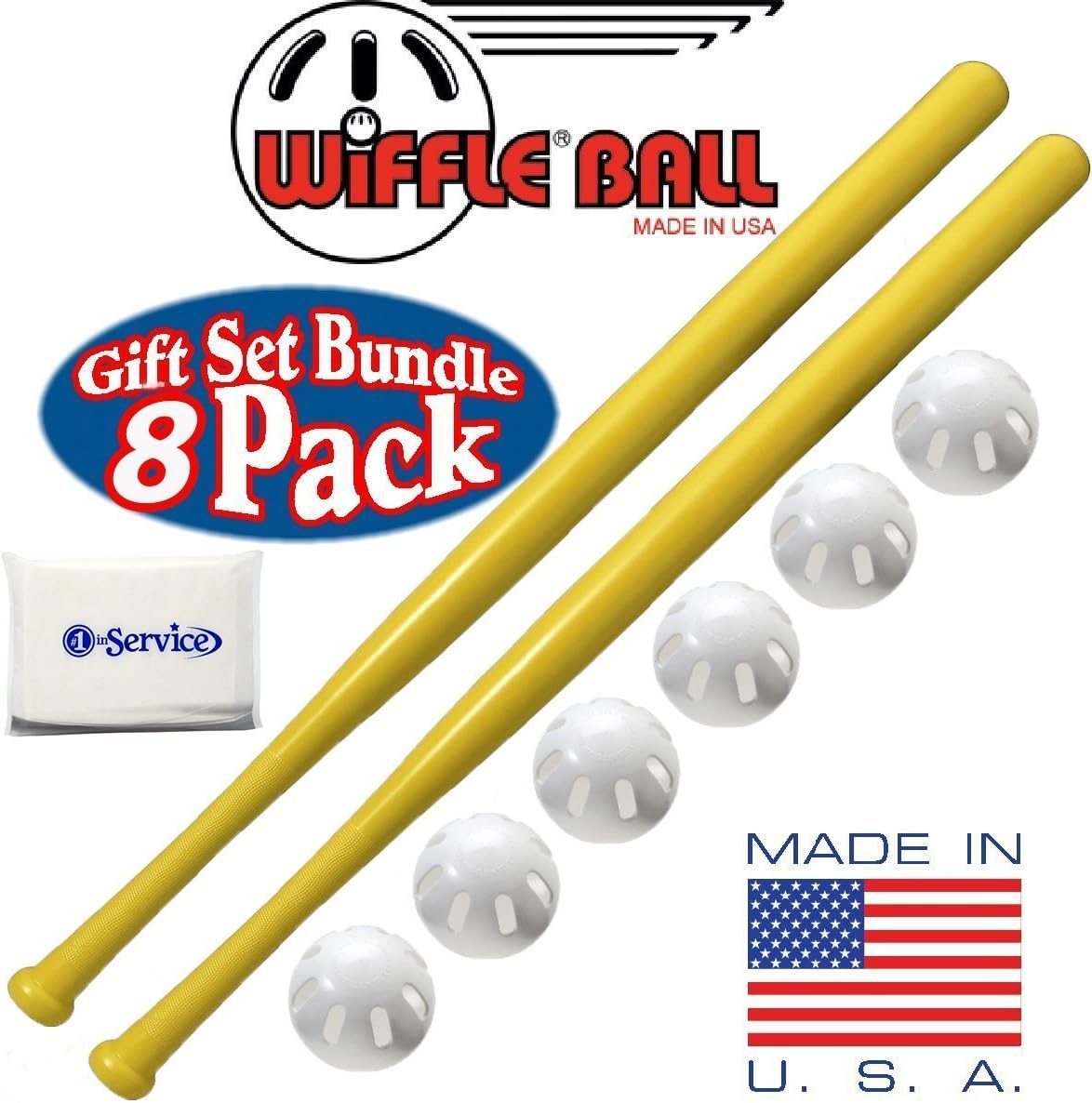 WIFFLE Ball 6 Baseballs Official Size 6 Pack Ball 32" Bats 2 Pack Bundle Set, NOIS Tissue Pack Included: Toys & Games