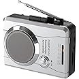 Portable Cassette Tape Player Recorder, Retro AM FM Radio, Compact Cassette Audio Recorder with 3.5MM AUX Jack, Built-in Loud Speaker & Microphone, Auto Reverse, Removable Belt Clip