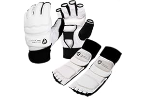Taekwondo Sparring Gear Gloves Hand Foot Protectors Half Finger Set for Boxing Kickboxing Wrist Wraps Ankle Grar Support Fit 