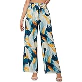 Patgoal Women Wide Leg Pants High Waisted Palazzo Pants Lounge Beach Work Casual Flowy Tie Knot Trousers with Pockets