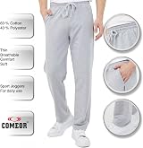 COMEOR Men's Cotton Jogging Pants Grey M - Long Sweatpants Jogger Training view 4