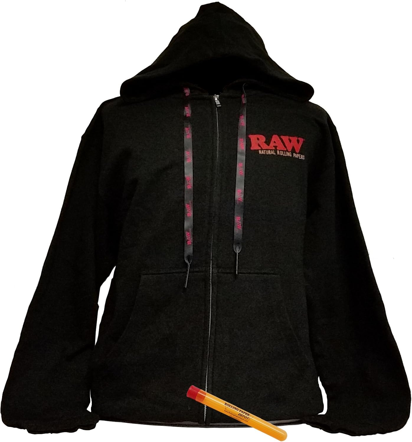 RAW Rolling Paper Black Zippered Hoodie Jacket XLarge