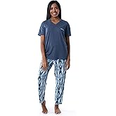 Wrangler Women's V-Neck Short Sleeve Graphic Tee and Printed Pants Pajama Sleep Set