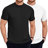 COOFANDY Men's Mock Turtleneck T Shirt Short Sleeve Slim Fit Basic Casual Solid Color Pullover Tee