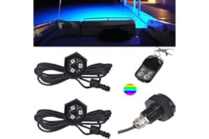 NBWDY RGB LED 1/2in NPT Boat Drain Plug Light Underwater Light with 4-Key RF Remote Control,DC12V,50000hr Lifespan Marine Boat Led Light for Garber-Fishing,Swimming,Diving(Pack of 2)