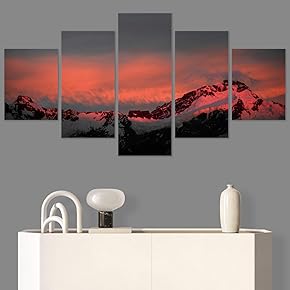 SIGNWIN 5 Panel Canvas Wall Art Sunset in...