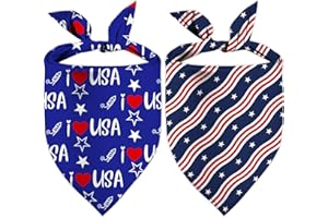 XGXHZYLC 4th of July Dog Bandanas, Adjustable Independence Day Holiday Party Pet Decorations 2 Pack, Patriotic Bandana American Flag Triangle Bibs Cat Scarf Set