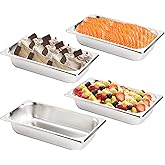 TOPZEA Set of 4 Stainless Steel Steam Table Pan 1/3 Size, 2.5" Deep Anti-Jam Breading Tray, Buffet Dinner Food Serving Hotel Pan for Food Warmer, Preparing Bread-Crumb Dish, Marinating Meat
