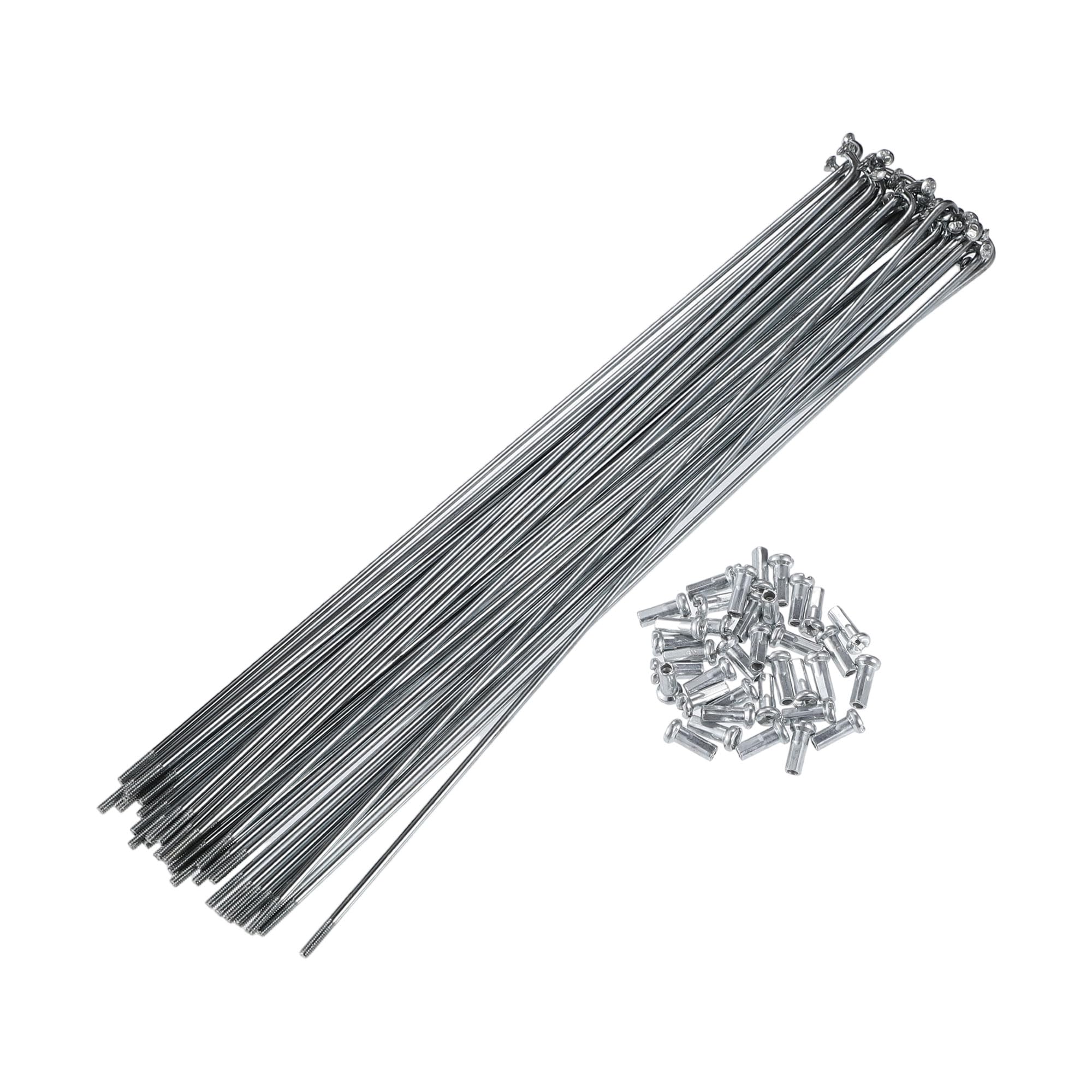 X AUTOHAUX 36pcs 14G J Bend Bike Steel Spokes 8.39" Cycle Spokes with Nipples