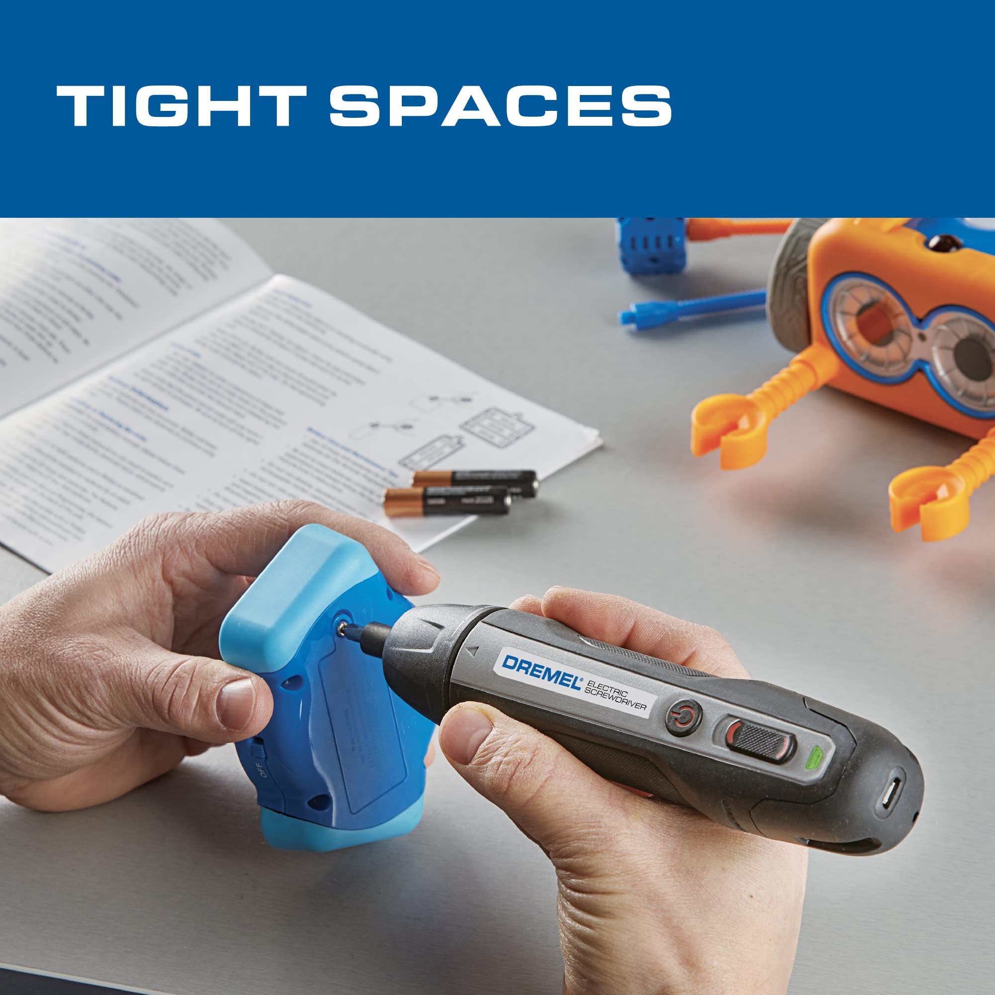 Dremel 4V Cordless Screwdriver Kit with 6 Power Settings and Smart Stop Technology, Includes 7 Screwdriver Bits, 1 Bit Extender, USB Cable and Power Adapter, HSES-01