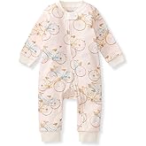 Burt's Bees Baby Boys Sleep and Play PJs, 100% Organic Cotton One-Piece Zip Front Romper Jumpsuit Pajamas