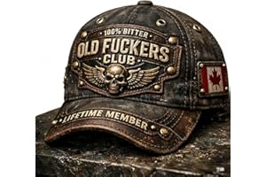 Old Fuckers Club-Vintage Baseball Cap,3D Digital Printed Distressed Fun Hat,100% Bitter Lifetime Member