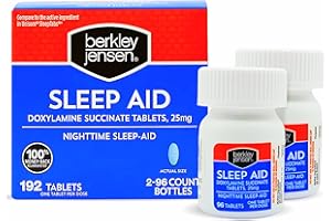 berkley jensen Sleep Aid (192 Tablets) - Doxylamine Succinate 25 mg Nighttime Sleeping Pills, Non Habit-Forming, Easy to Swallow Sleep-Aid