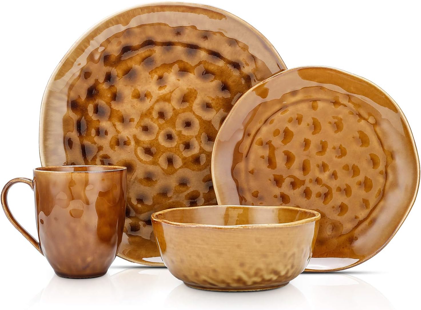  | Stone Lain Porcelain Dinnerware Set, Service For 4, Brown: Dinnerware Sets
