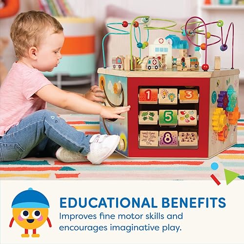 Battat – Wooden Activity Cube – City – Themed Activity Center