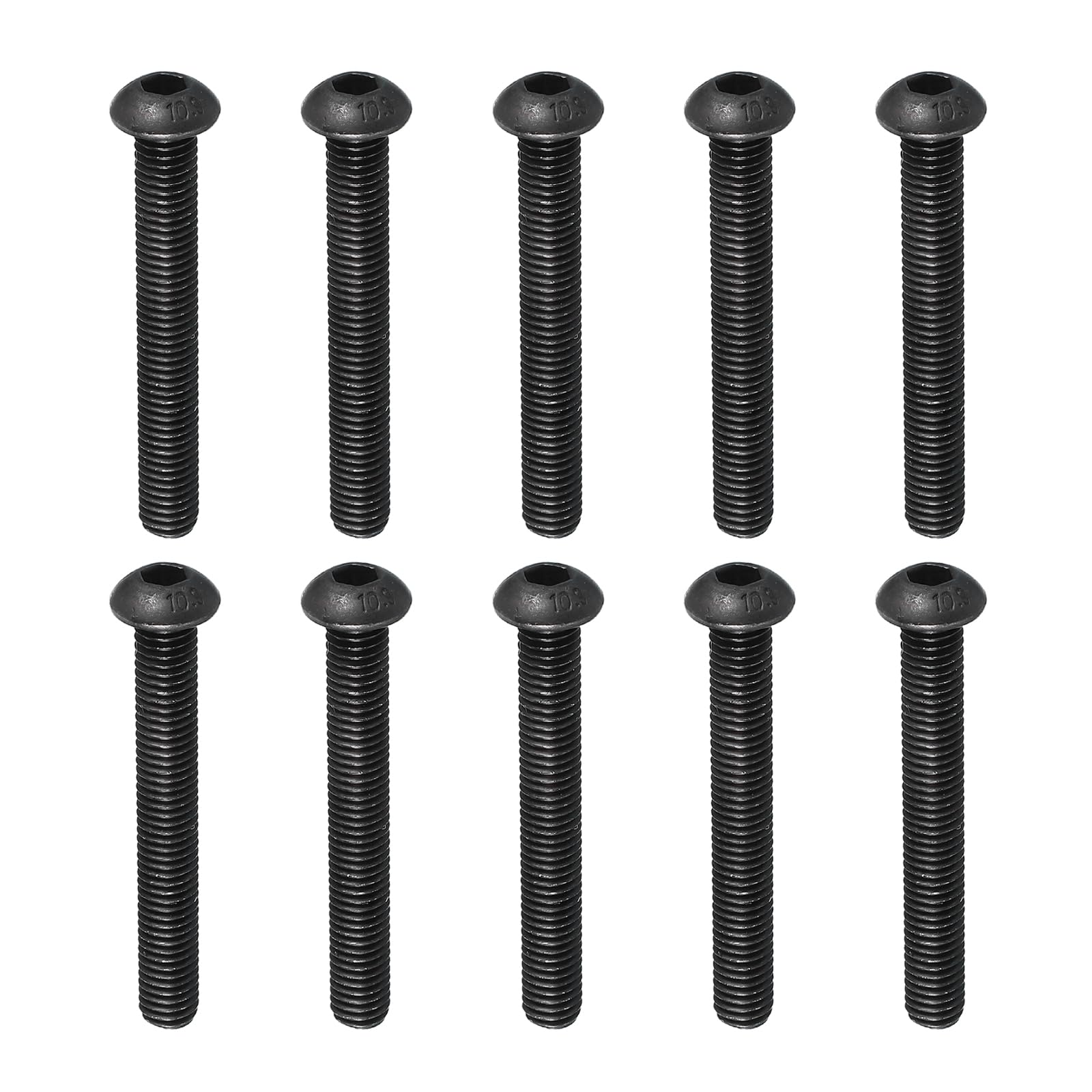 PATIKIL M8-1.25x64mm Button Head Socket Cap Bolts Screws, 10 Pcs 10.9 Grade Alloy Steel Hex Socket Cap Screws Hex Drive Full Machine Thread for Car Bike Ship Assembly Accessories