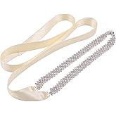 WEZTEZ Sliver Rhinestone Bridal Belt Sash Crystal Headband Wedding Belt for Bride Bridesmaid Dress