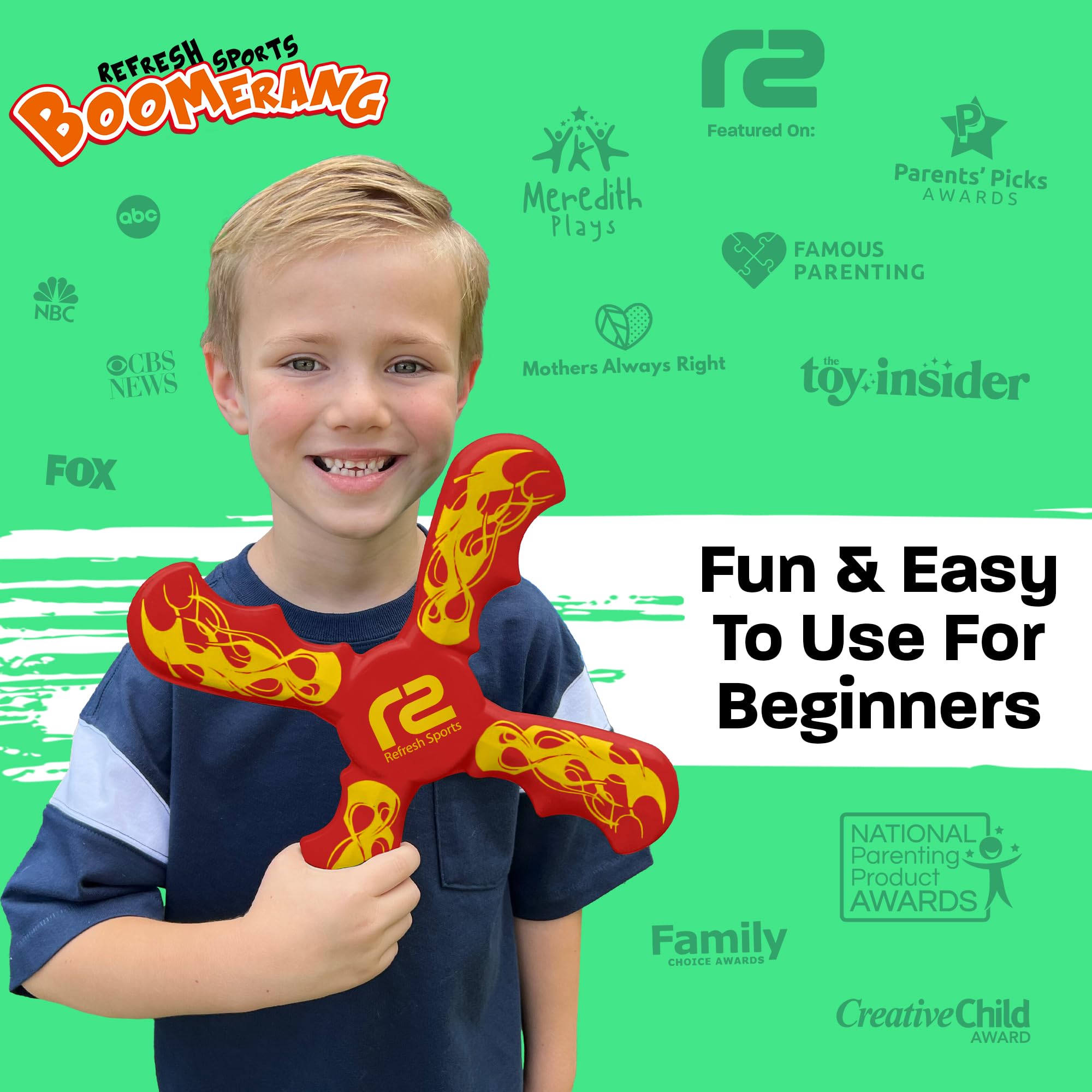 Boomerang for Kids - It Really Does Fly Back - Fun & Easy to Use Gifts for Boys & Girls - Best Toys for Ages 8-13 Gift Idea - Soft Foam Design Stocking Stuffers for Kids 6 7 8 9 10+ Year Old Boy Gifts