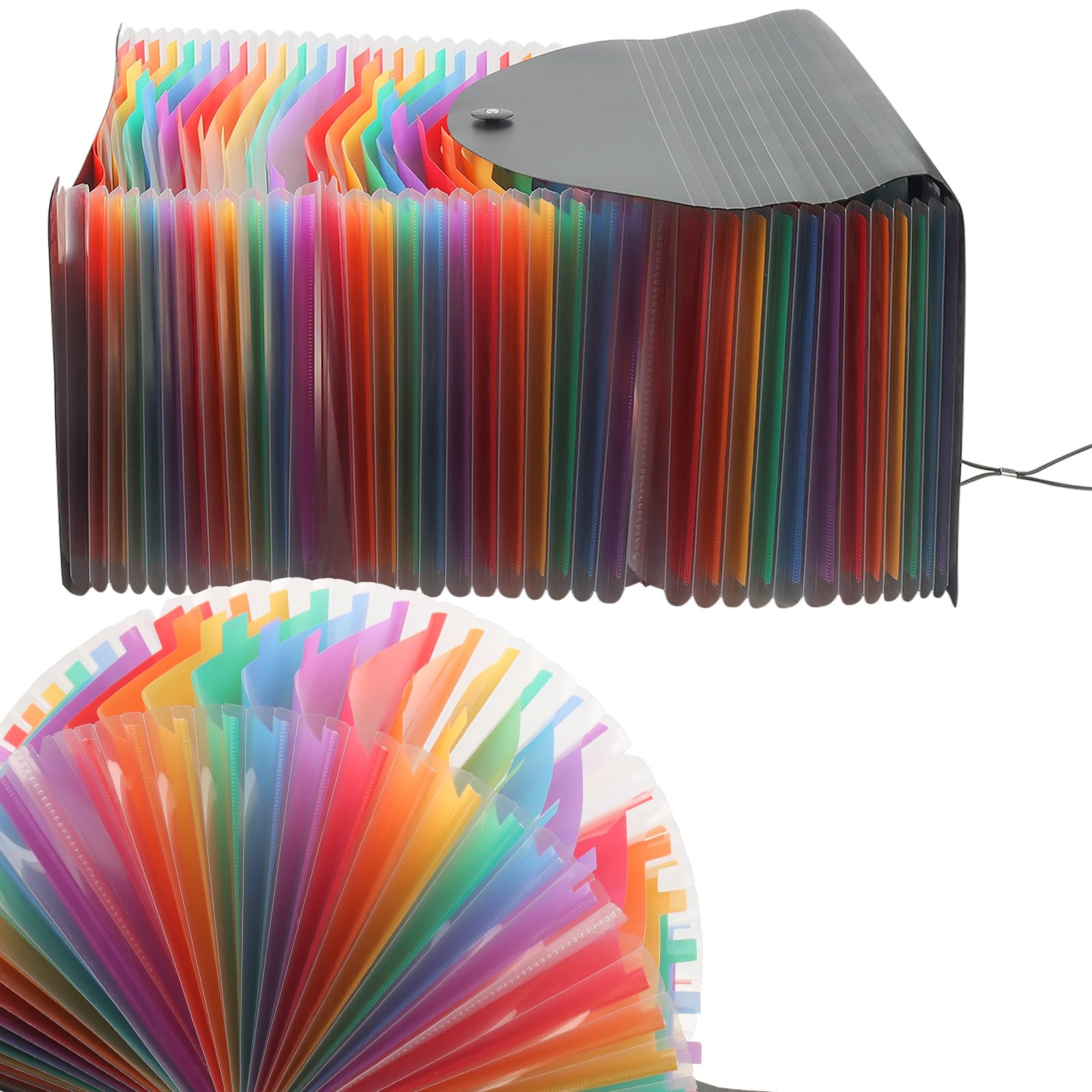 HAKZEON 37 Pockets A4 Expanding File Folder, Portable Accordion File Organiser Filing Boxes, Plastic Expandable Filling Box for Paperwork A4 Document Coupon Bill Receipt