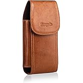 Hengwin Genuine Leather Phone Holster for Men Belt,Cell Phone Belt Holder Case with Belt Clip Fits for iPhone 17 Pro Max 16 Plus 15 Pro Max 14 Pro Max 13 Pro Max Samsung Galaxy A15 S24 Ultra (Brown)
