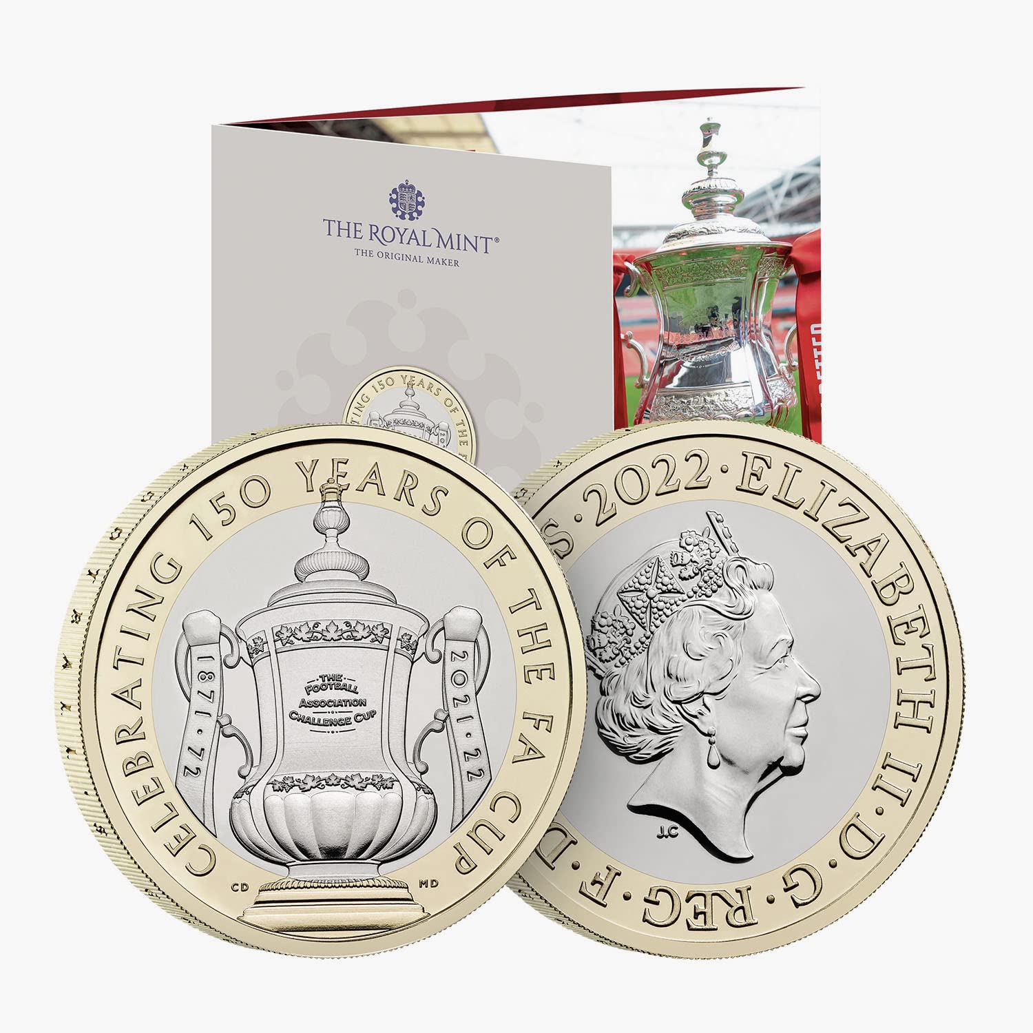 Royal Mint 2022 UK 150th Anniversary FA Cup Brilliant Uncirculated BU 2 Coin