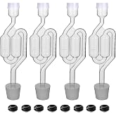 Bubble Airlock Set, 4 Airlocks for Fermenting, 4 Drilling #6 Stoppers and 8 Airlock Grommets, Used for Brewing Wine, Beer, Sauerkraut, Pickles, Etc. Fermentation Bubbler Airlock